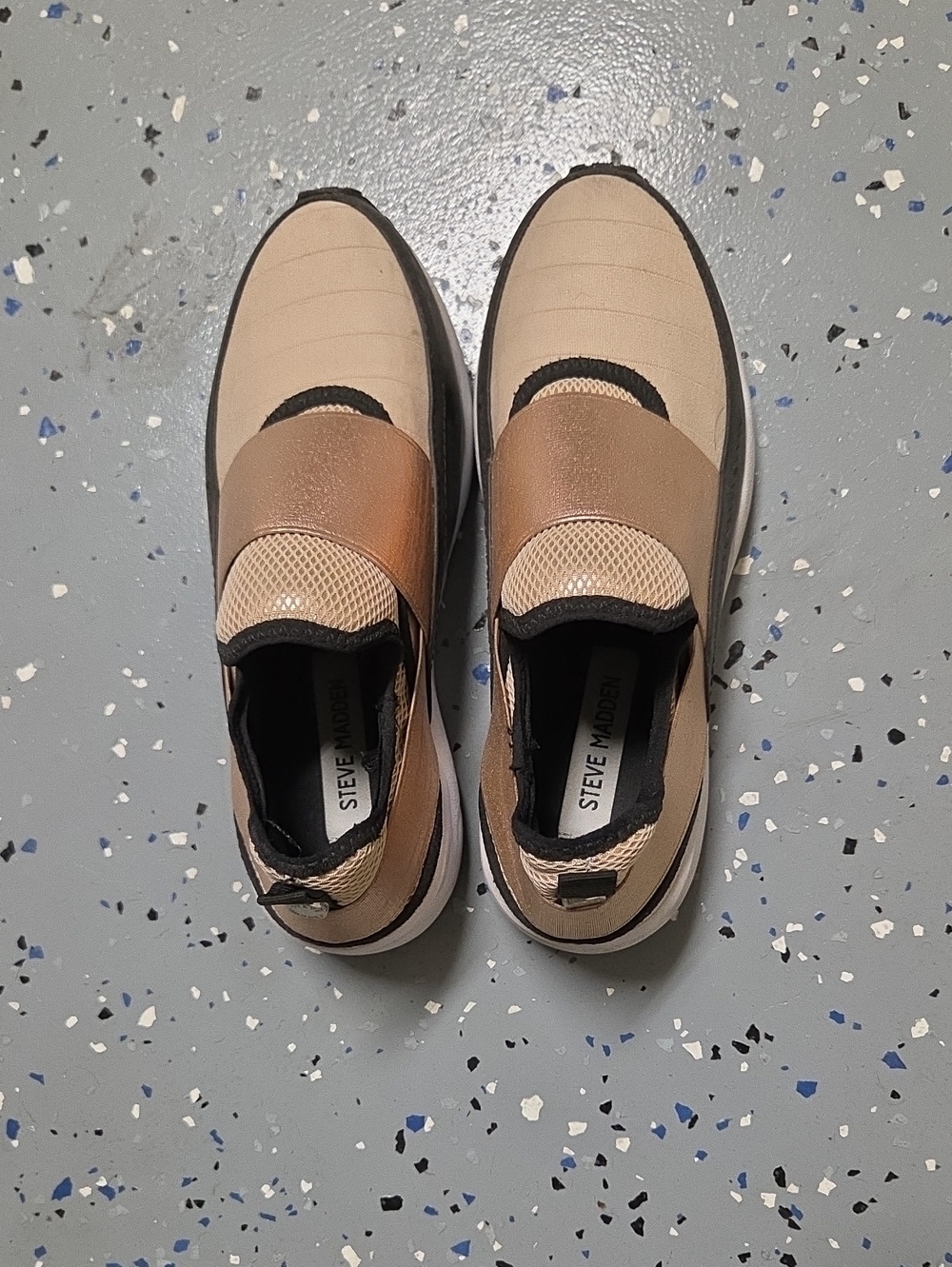 Steve Madden Women’s Slip-On Sneakers in Beige and Bronze
